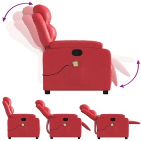 Poltrona de massagens reclinável couro artificial vermelho