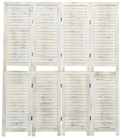 Biombo com 4 painéis 140x165 cm madeira branco antigo