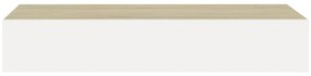 Prateleiras parede c/ gavetas 2pcs MDF carvalho/branco