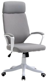 Vinsetto Cadeira de escritório ergonômica ajustável em altura giratória com apoio de braços Apoio de cabeça e encosto alto Cinza | Aosom Portugal