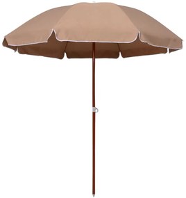 Guarda-sol de jardim c/ poste de aço 240cm cinzento-acastanhado