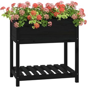 Vaso/floreira com prateleira 82,5x54x81 cm pinho maciço preto