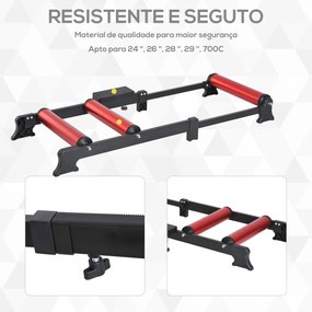 HOMCOM Rolo de Ciclismo Ajustável Rolo de Treino para Bicicleta Universal Interno 93-145x54x14,5cm Liga de Alumínio