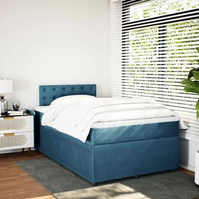 Cama boxspring com colchão 120x190 cm veludo azul