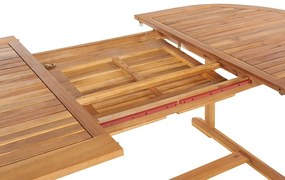 Mesa de jardim extensível em madeira de acácia oval 160/220 x 100 cm MAUI Beliani