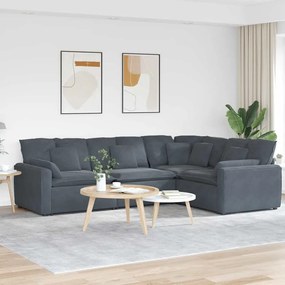 vidaXL Sofá modular com almofadas veludo cinzento-escuro