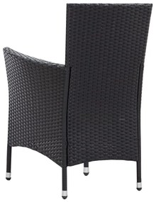5 pcs conjunto de jantar para jardim vime PE preto