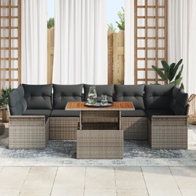 Conjunto de Sofás de Jardim vidaXL com Almofadas Cinza Rattan Poliéste