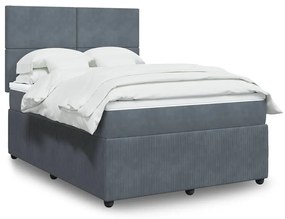 vidaXL Cama com molas/colchão 160x200 cm veludo cinzento-escuro