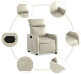 Poltrona reclinável couro artificial cor creme
