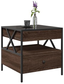Mesa de centro luzes LED Infinity 50x50x51 cm carvalho castanho