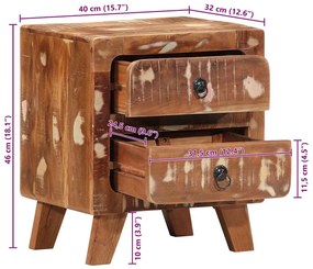 Mesas de cabeceira 2 pcs 40x32x46 cm madeira recuperada maciça