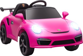 AIYAPLAY Carro Elétrico para Crianças de Polícia  12V com Motor Duplo Sirene Música Sem Fios Buzina Rodas Auxiliares e Faróis LED 105x58x49 cm Rosa | Aosom Portugal
