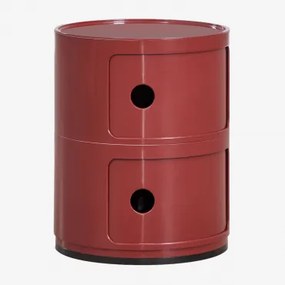 Pack De 2 Mesas De Cabeceira Ø30 Cm Com Prateleiras Babel Vinho Tinto & 2 Gavetas - Sklum