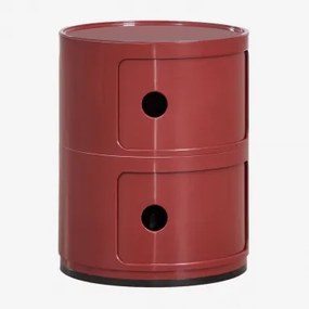 Pack De 2 Mesas De Cabeceira Redondas Ø30 Cm Com Prateleiras Babel Vinho Tinto & 2 Gavetas - Sklum