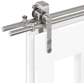 Kit ferragens p/ porta deslizante 366cm aço inoxidável prateado
