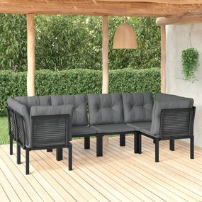 vidaXL 6 pcs conjunto lounge de jardim vime PE preto e cinzento