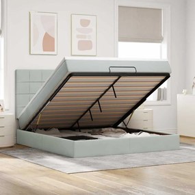 Estrutura cama otomana colchões 180x200cm veludo cinzento claro