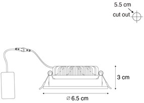 Conjunto de 6 focos embutidos pretos inclináveis 6,5cm incluindo LED IP54 Ultra Slim - Pupil Moderno