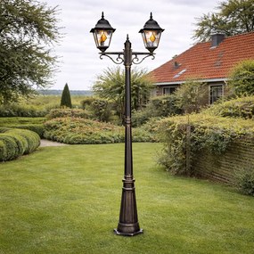 Candeeiro de pé vintage para exterior dourado antigo 240 cm 2 luzes - Antigua