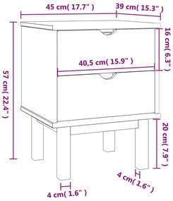 Mesa de Cabeceira Sidney em Madeira de Pinho - Cinzento/Cor Natural -