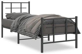 vidaXL Estrutura de cama com cabeceira e pés 80x200 cm metal preto