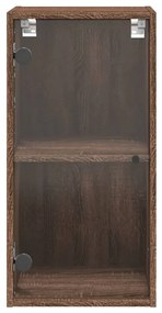 Armário parede c/ portas vidro 35x37x68,5 cm carvalho castanho