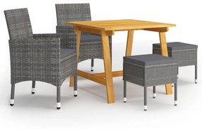 vidaXL 5 pcs conjunto de jantar para jardim cinzento
