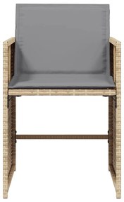 Cadeiras de jardim com almofadões 4 pcs vime PE bege misturado