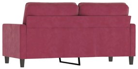 Sofá de 2 lugares veludo 140 cm vermelho tinto