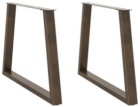 Pés para mesa de jantar em formato de V, 2 peças, aço natural, 90x(72-