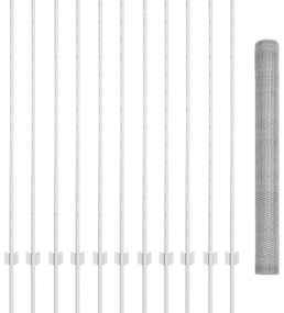 Postes de Cerca vidaXL 22 pcs Canal U 140 cm Aço Galvanizado