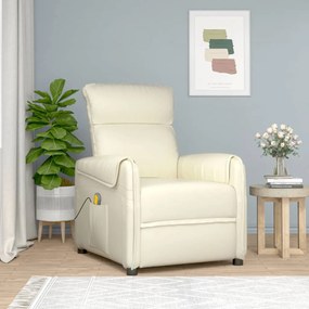 vidaXL Cadeira de massagens couro artificial cor creme