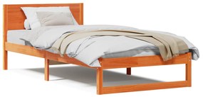 Estrutura de Cama Marrom Encerado Madeira Sólida Individual