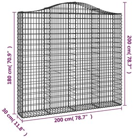 Cestos gabião arqueados 11pcs 200x30x180/200 ferro galvanizado