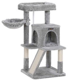 Arranhador para gatos com tábua de arranhar 48 x 48 x 96 cm cinzento claro