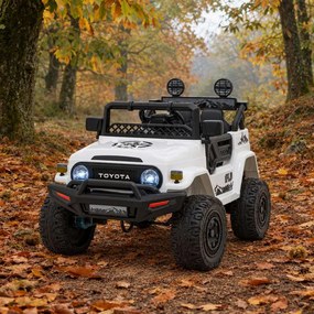 Jipe elétrico para Crianças Toyota FJ Cruiser 12V 4x4, Rodas Espuma EVA, Assentocouro ecológico Branco