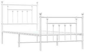 Estrutura de cama com cabeceira e pés 90x200 cm metal branco