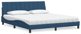 vidaXL Cama com colchão 180x200 cm tecido azul