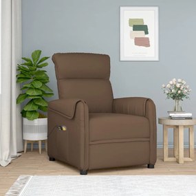 vidaXL Poltrona elevatória de massagens tecido castanho