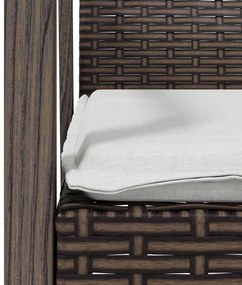 3 pcs conjunto de jantar p/ jardim c/ almofadões vime PE e aço