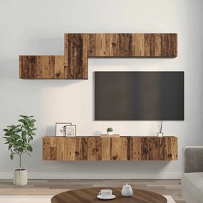 Conjunto de móvel de TV 7 pcs Madeira antiga 60 x 30 x 30 cm