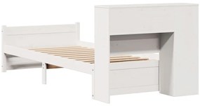 Cama com estante sem colchão 100x200 cm pinho maciço branco