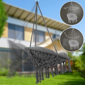 Cadeira suspensa 80x60x140cm redonda com almofadas antracite