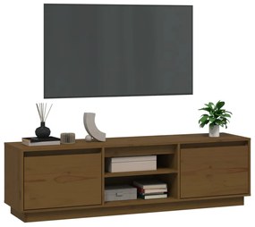 Móvel de TV 140x35x40 cm madeira de pinho maciça castanho-mel