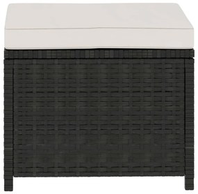 5 pcs conjunto lounge de jardim c/ almofadões vime PE preto