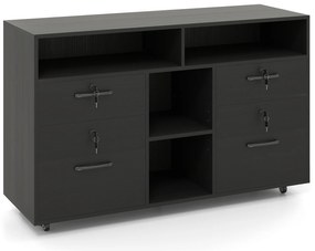 Armário de arquivo com fechadura, organizador de armazenamento lateral móvel - branco