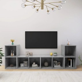 Móveis de TV 4 pcs derivados de madeira cinzento cimento