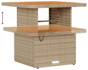 Conjunto de Sofá de Jardim de 9 Peças com Almofadas Bege Vime Sintétic