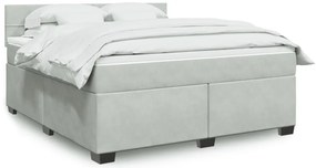 vidaXL Cama com molas/colchão 180x200 cm veludo cinzento-claro